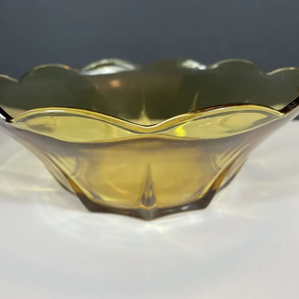 Anchor Hocking Bowl Set Honey Gold Set  Serving Yellow Swedish Modern Vtg